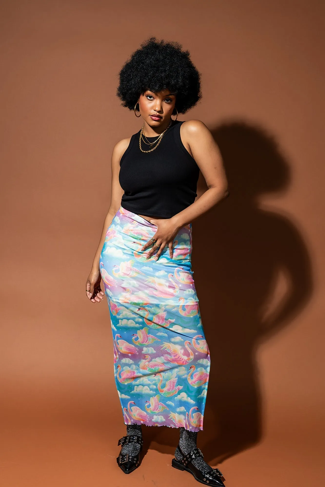 Enchantress Mesh Skirt in Rainbow Swan Rodeo sold by Dressed In Lala product image thumbnail 3