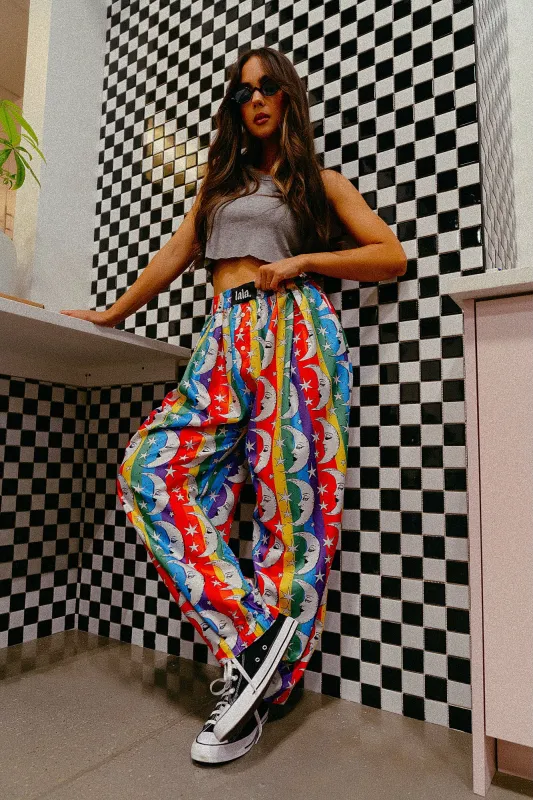 Happy Chance Barrel Leg Boxer Pants in Rainbow Moon *RESTOCKED* sold by Dressed In Lala
