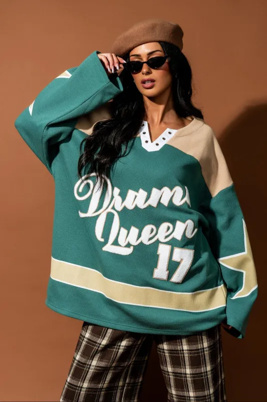 Not Your Drama Queen Waffle Knit Hockey Jersey sold by Dressed In Lala