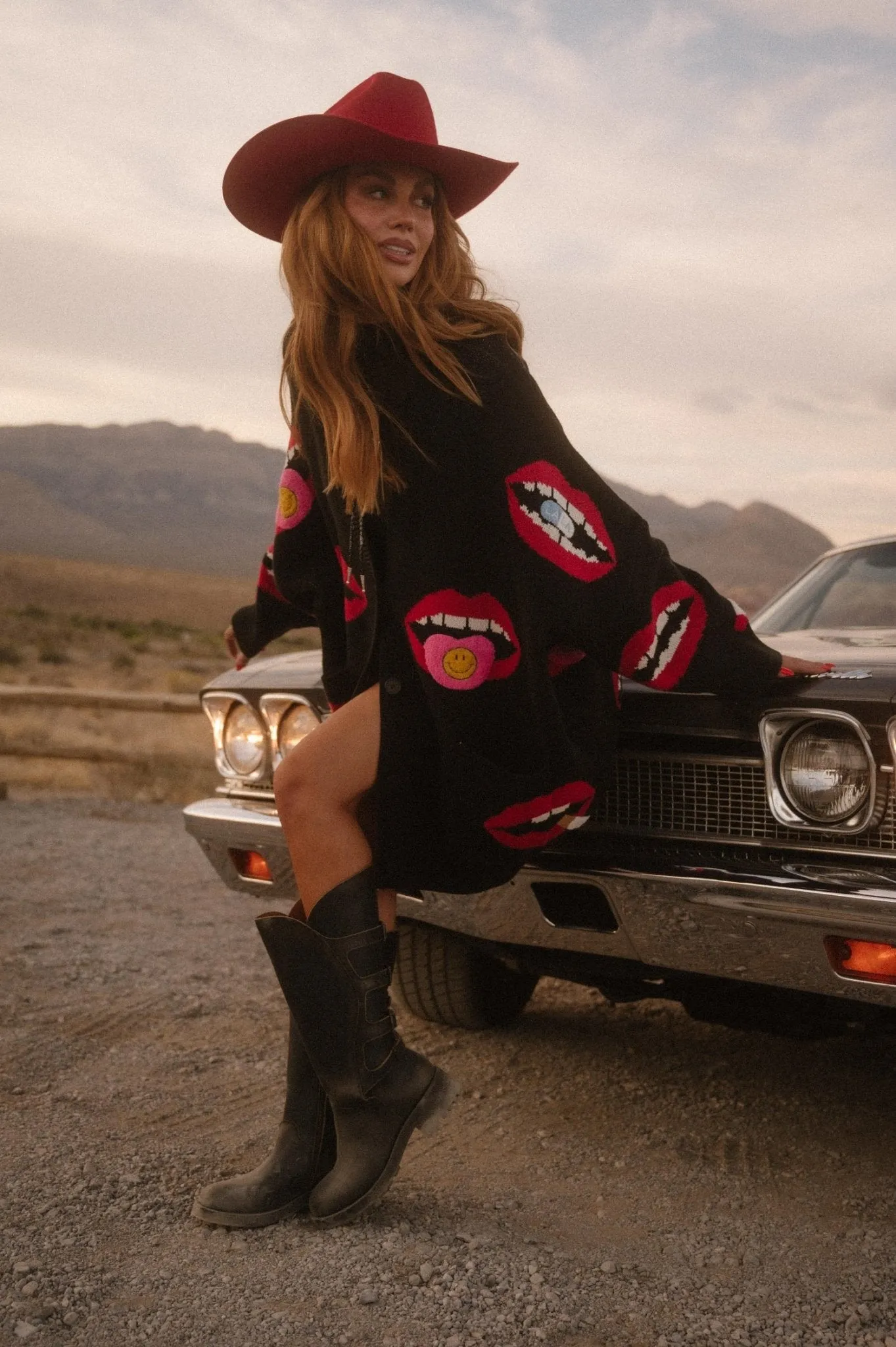 Groupie Oversized Cotton Blend Mouth Cardigan *RESTOCKED* sold by Dressed In Lala