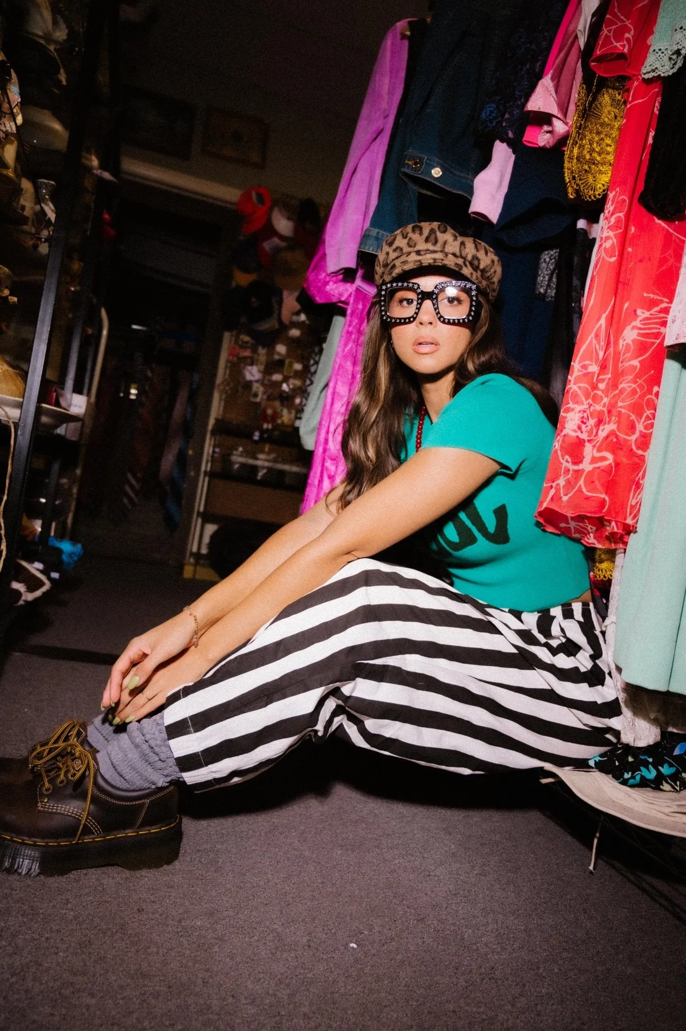 Happy Chance Barrel Leg Boxer Pants in Black + White Stripes sold by Dressed In Lala product image thumbnail 5