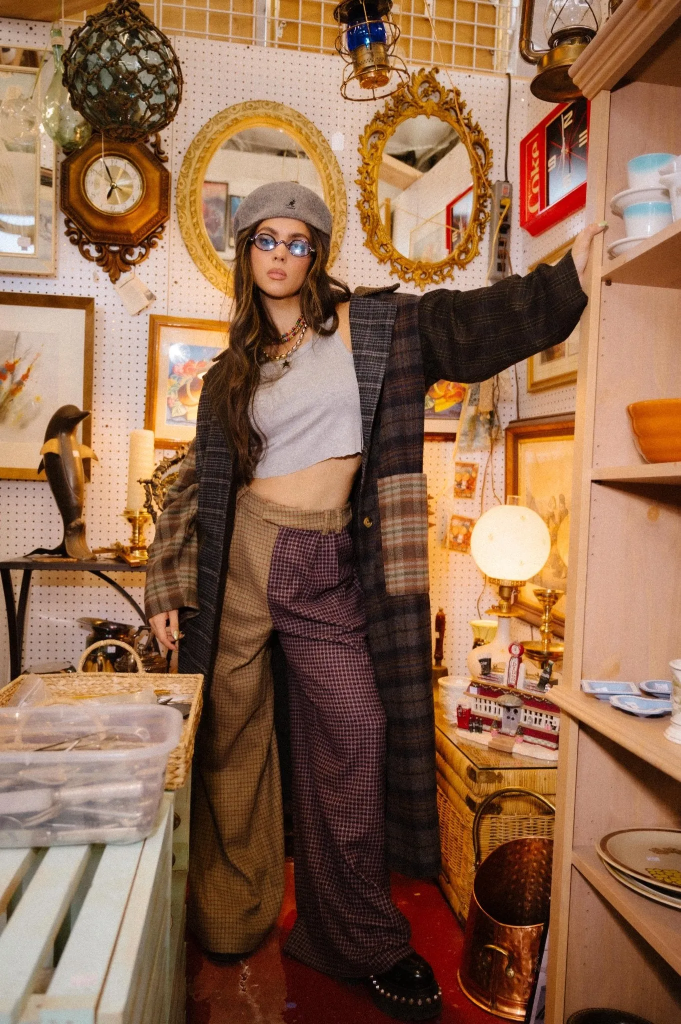 Grandpa Chic Half + Half Wide Leg Trousers sold by Dressed In Lala