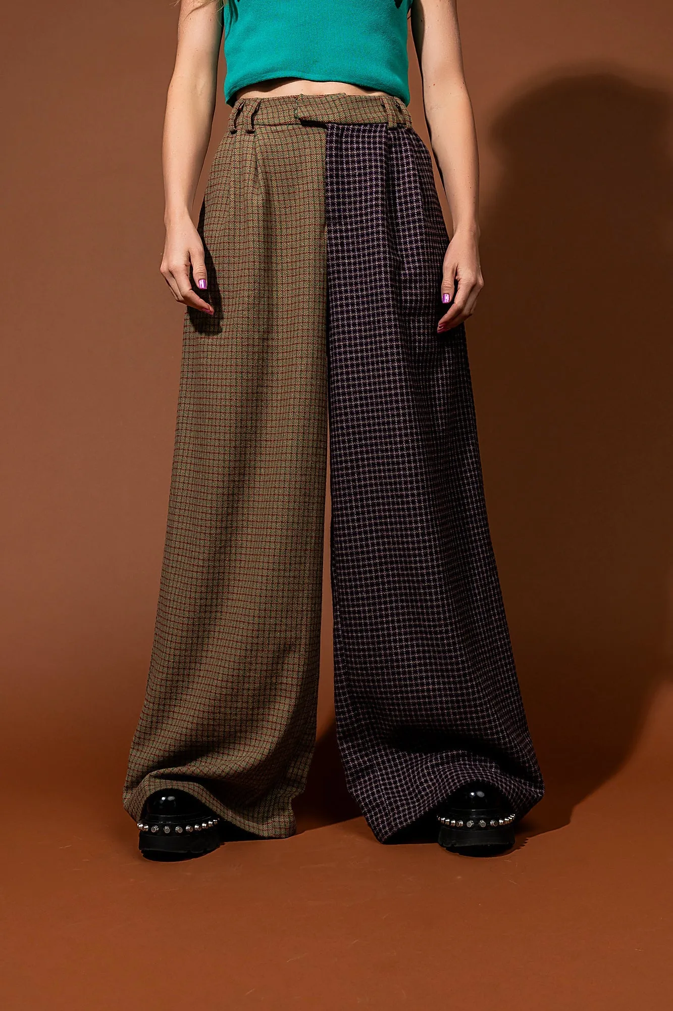 Grandpa Chic Half + Half Wide Leg Trousers sold by Dressed In Lala product image thumbnail 4