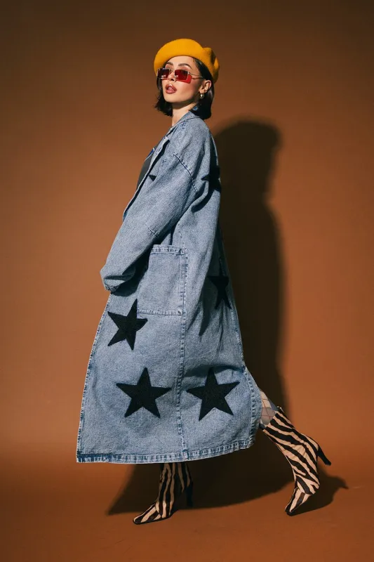 Notting Hill Rebel Denim Longline Coat sold by Dressed In Lala