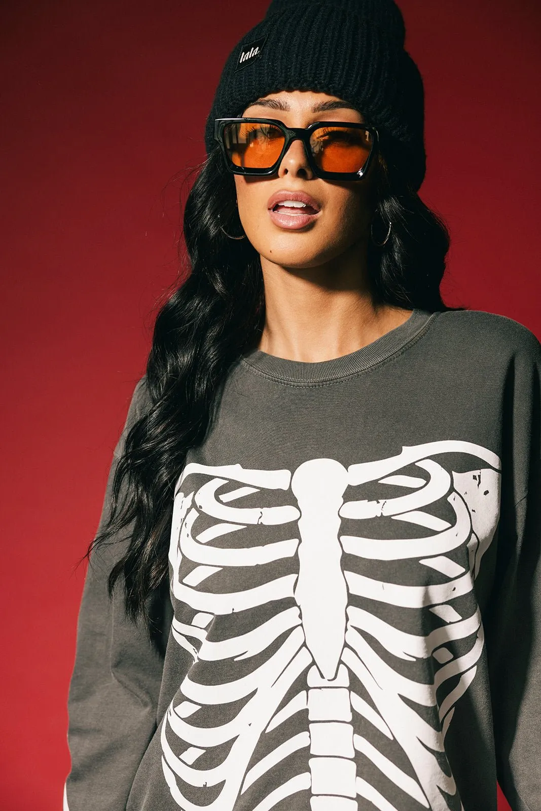 Skelly Skelly Oversized Long Sleeve Tee sold by Dressed In Lala product image thumbnail 3