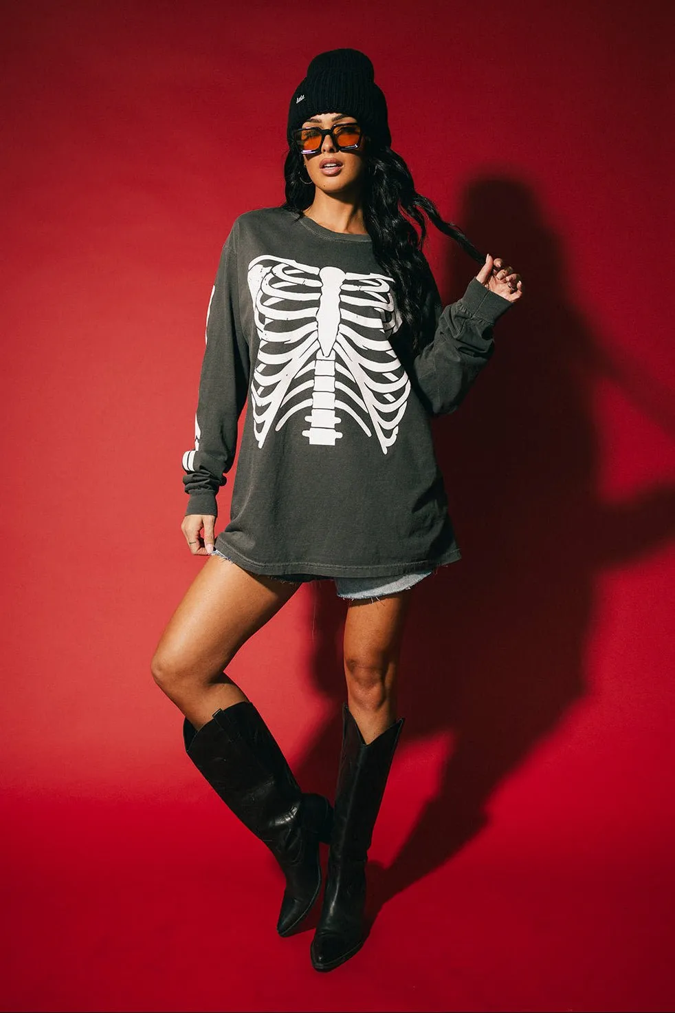 Skelly Skelly Oversized Long Sleeve Tee sold by Dressed In Lala product image thumbnail 4