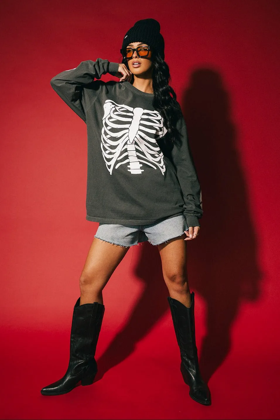Skelly Skelly Oversized Long Sleeve Tee sold by Dressed In Lala product image thumbnail 2