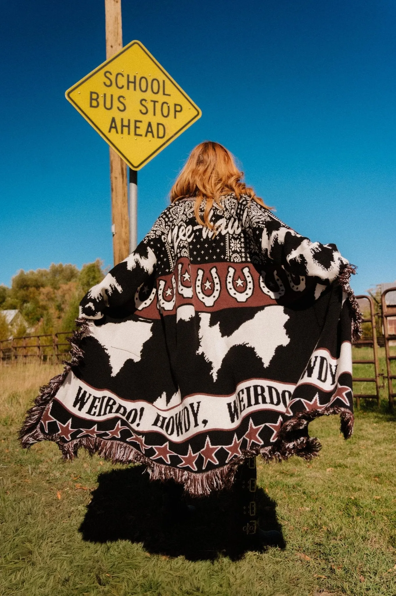 Howdy Luxe Fringe Blanket Cardigan sold by Dressed In Lala product image thumbnail 2