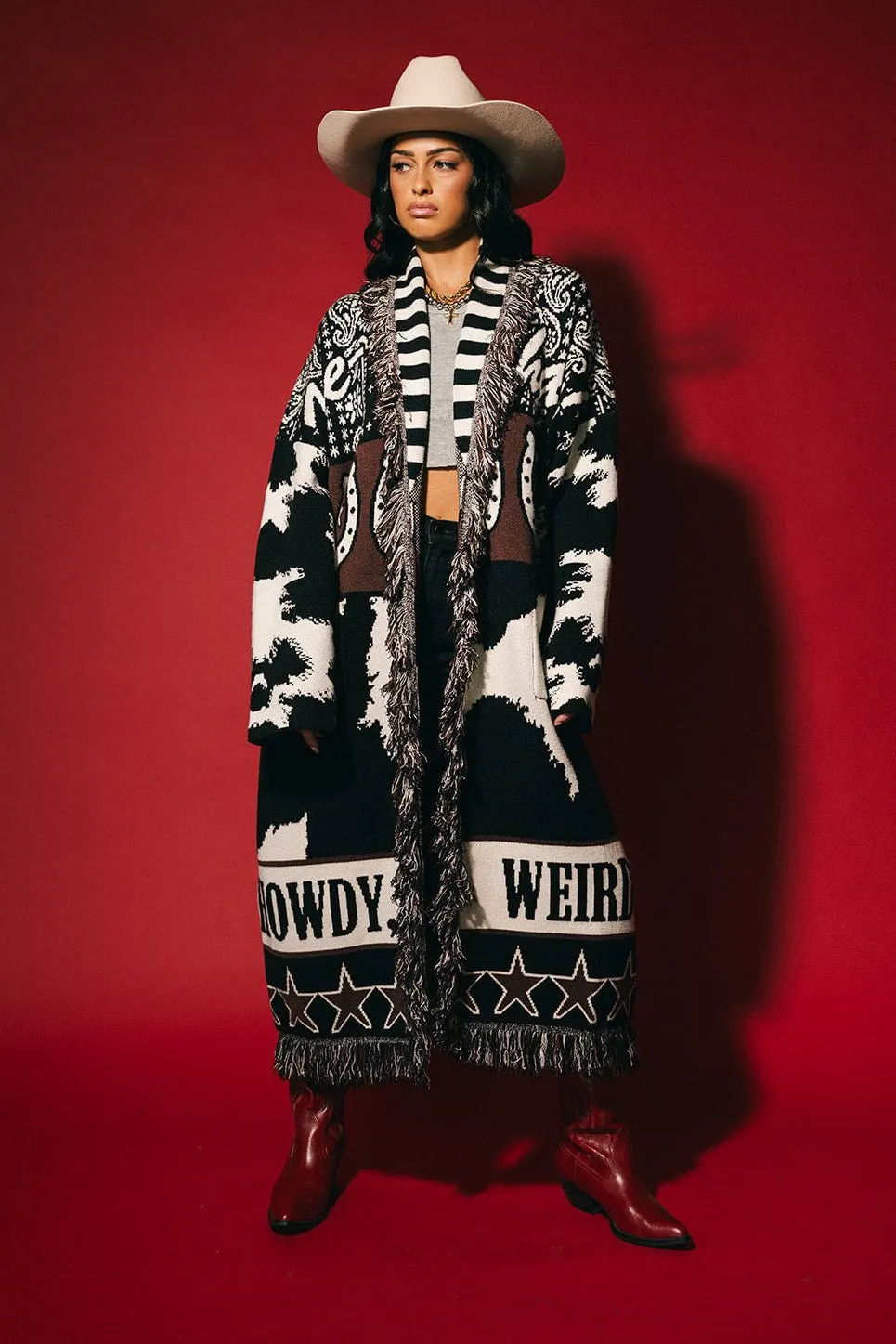 Howdy Luxe Fringe Blanket Cardigan sold by Dressed In Lala product image thumbnail 3