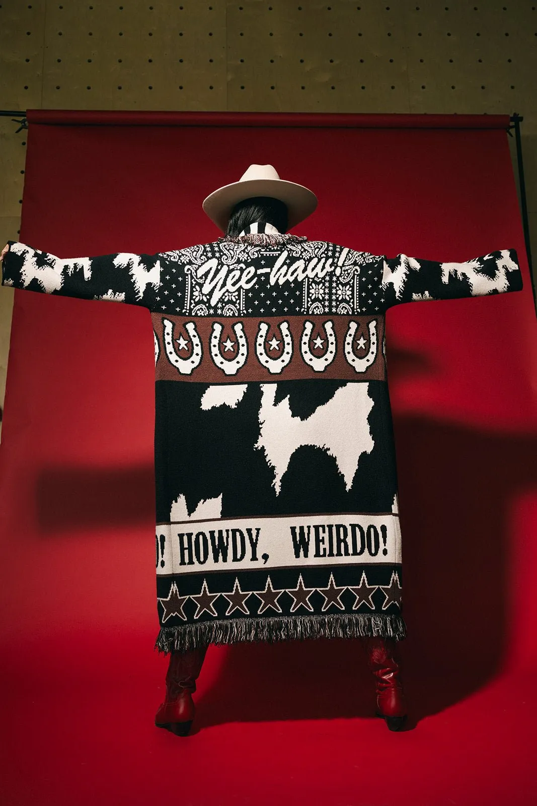 Howdy Luxe Fringe Blanket Cardigan sold by Dressed In Lala product image thumbnail 4