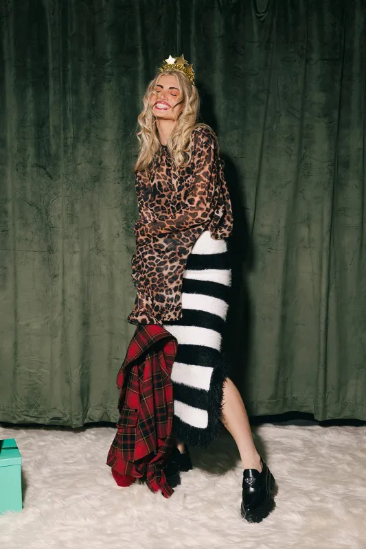 The Rumors Are True Furry Knit Maxi Skirt sold by Dressed In Lala