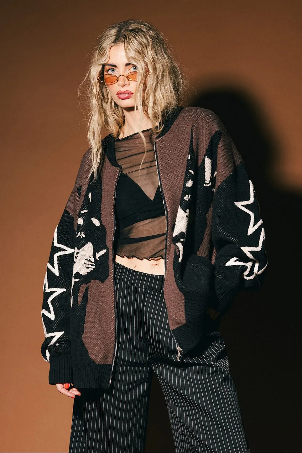 Ride or Die Knit Bomber Jacket sold by Dressed In Lala product image thumbnail 4