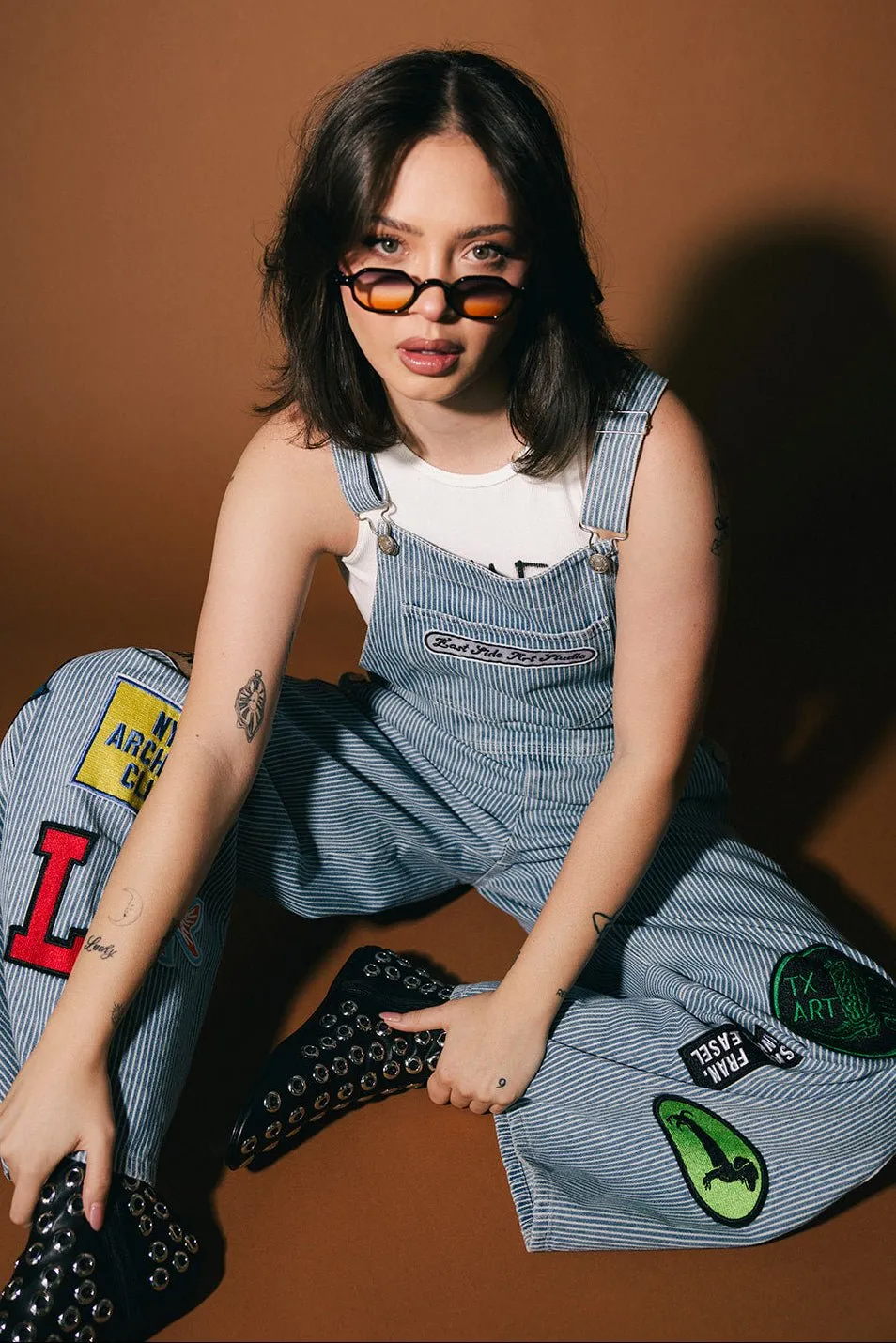 Lala Art Studio Patched Wide Leg Overalls sold by Dressed In Lala product image thumbnail 5