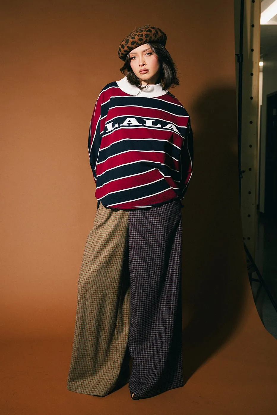 College Dropout Oversized Sweatshirt in Navy + Wine sold by Dressed In Lala product image thumbnail 2