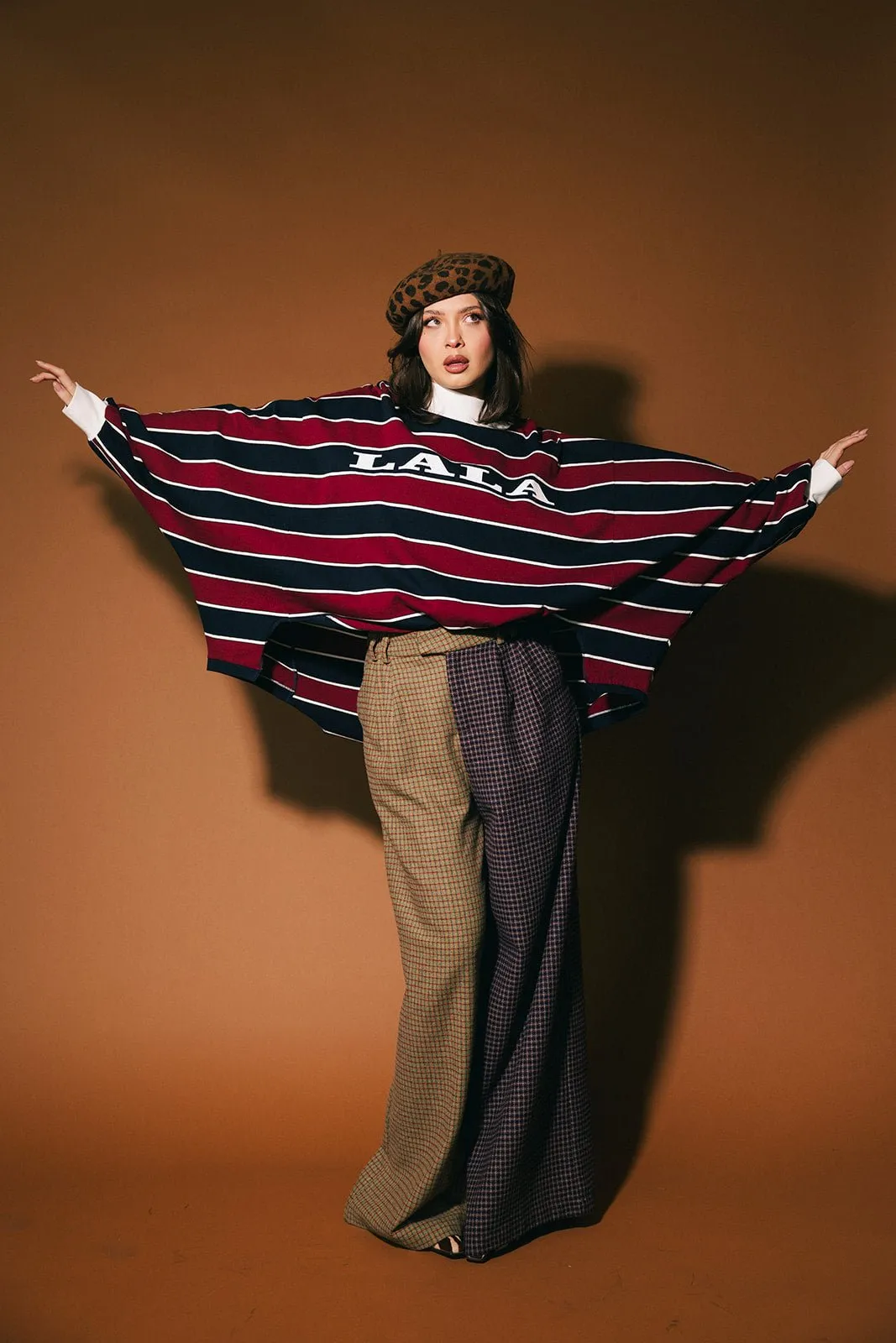 College Dropout Oversized Sweatshirt in Navy + Wine sold by Dressed In Lala product image thumbnail 5
