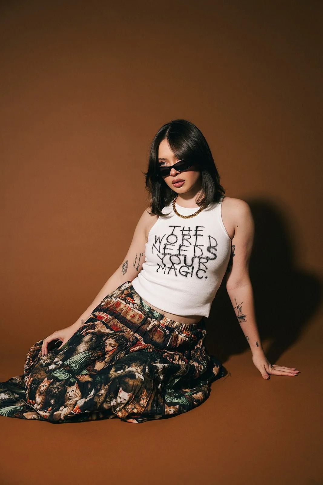 The World Needs Your Magic Graffiti Tank in White sold by Dressed In Lala product image thumbnail 5
