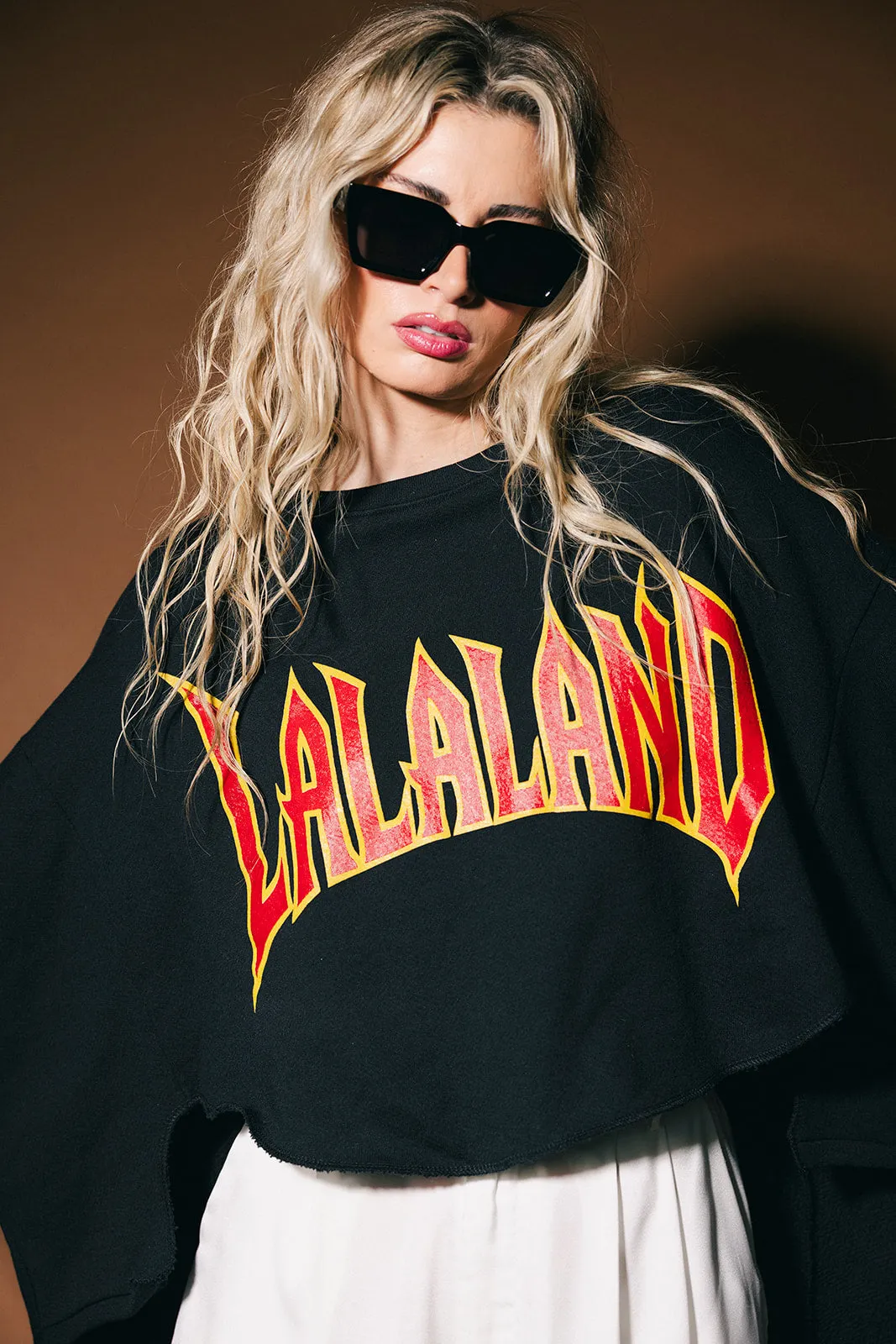 Grunge Glory Hi-Lo Lalaland Rock n Roll Sweatshirt in Black sold by Dressed In Lala product image thumbnail 2
