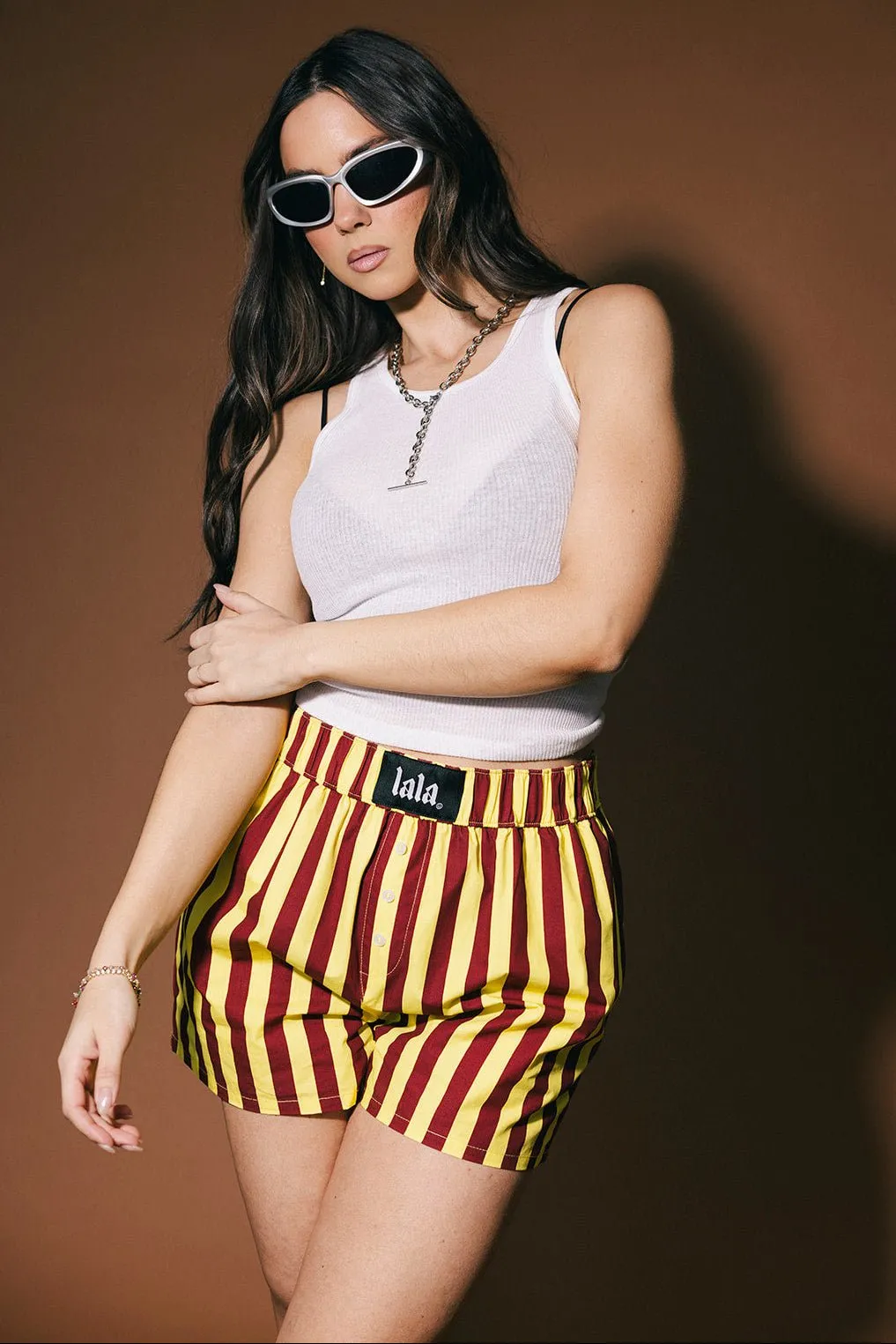 Right Place Right Time Striped Boxer Shorts in Yellow sold by Dressed In Lala product image thumbnail 2