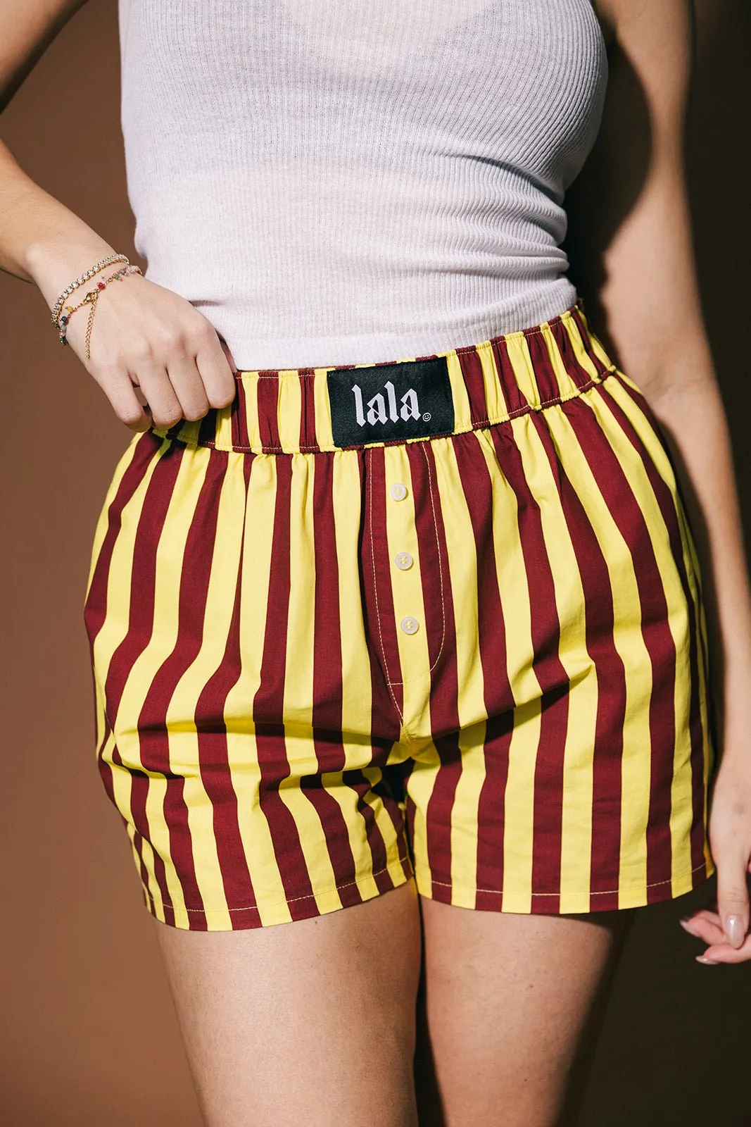 Right Place Right Time Striped Boxer Shorts in Yellow sold by Dressed In Lala product image thumbnail 4