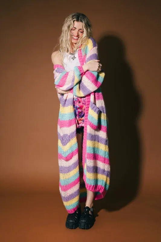 Summer Sunset Stripes Longline Chunky Cardigan made by Dressed In Lala