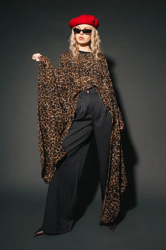 Wide Leg Trousers in Black Boss B*tch Pinstripe *RESTOCKED* made by Dressed In Lala