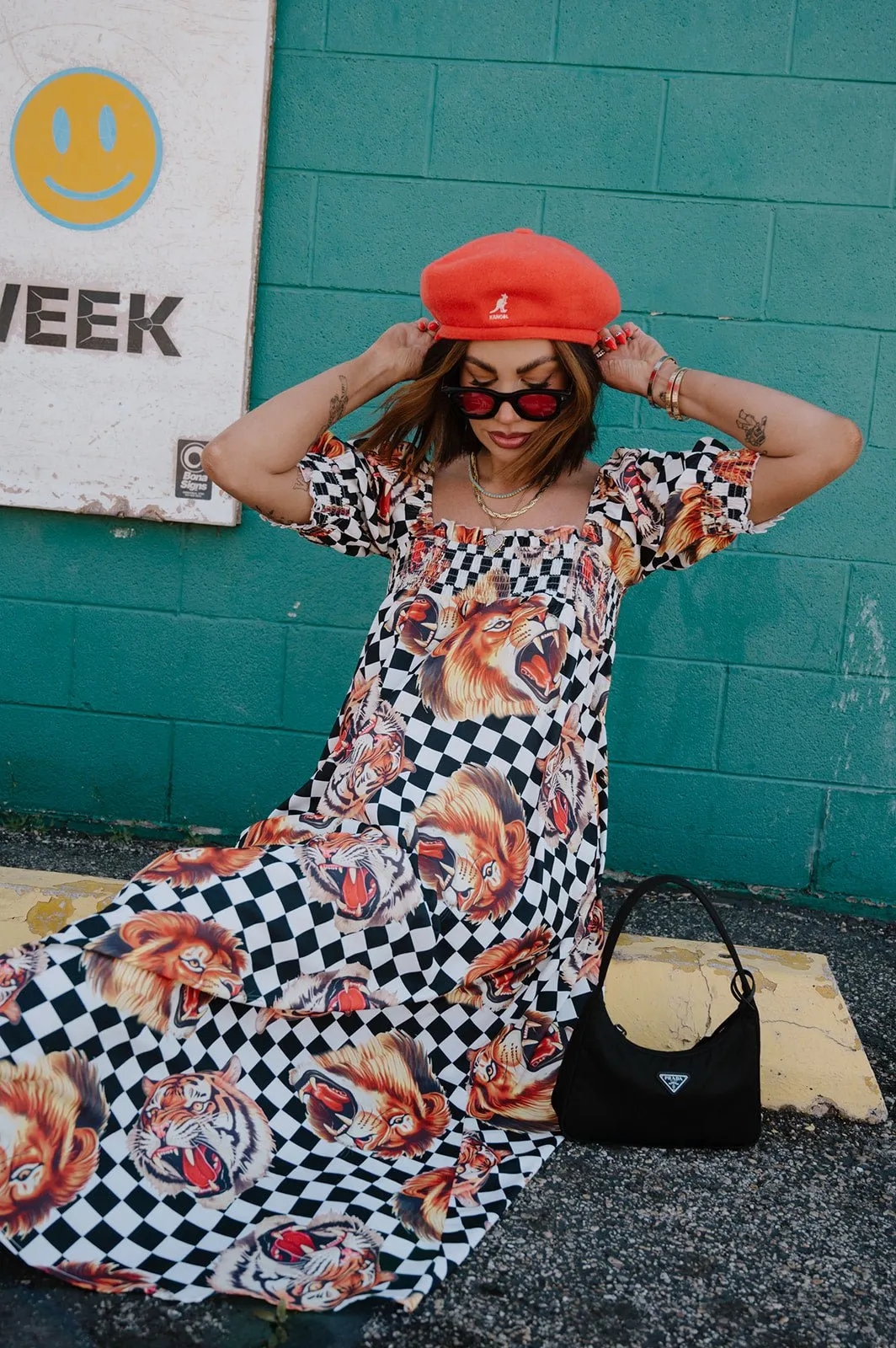 Palm Springs Smocked Dress in Lions, Tigers, Check, Oh My! sold by Dressed In Lala product image thumbnail 4