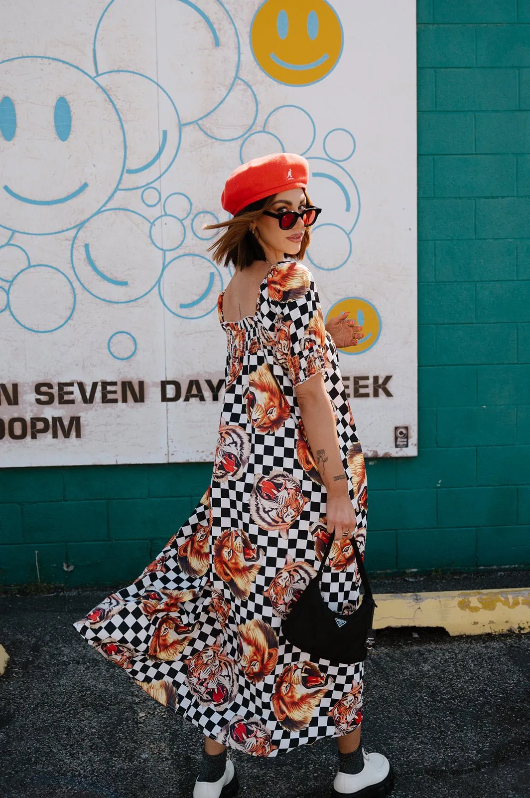 Palm Springs Smocked Dress in Lions, Tigers, Check, Oh My! sold by Dressed In Lala product image thumbnail 5