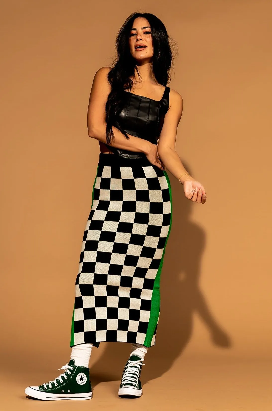 Knit Midi Skirt in Grand Prix sold by Dressed In Lala product image thumbnail 3