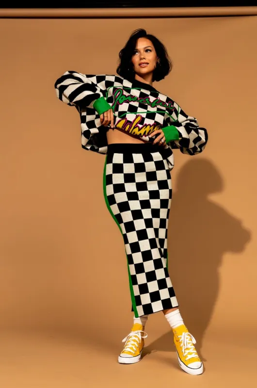 Knit Midi Skirt in Grand Prix sold by Dressed In Lala