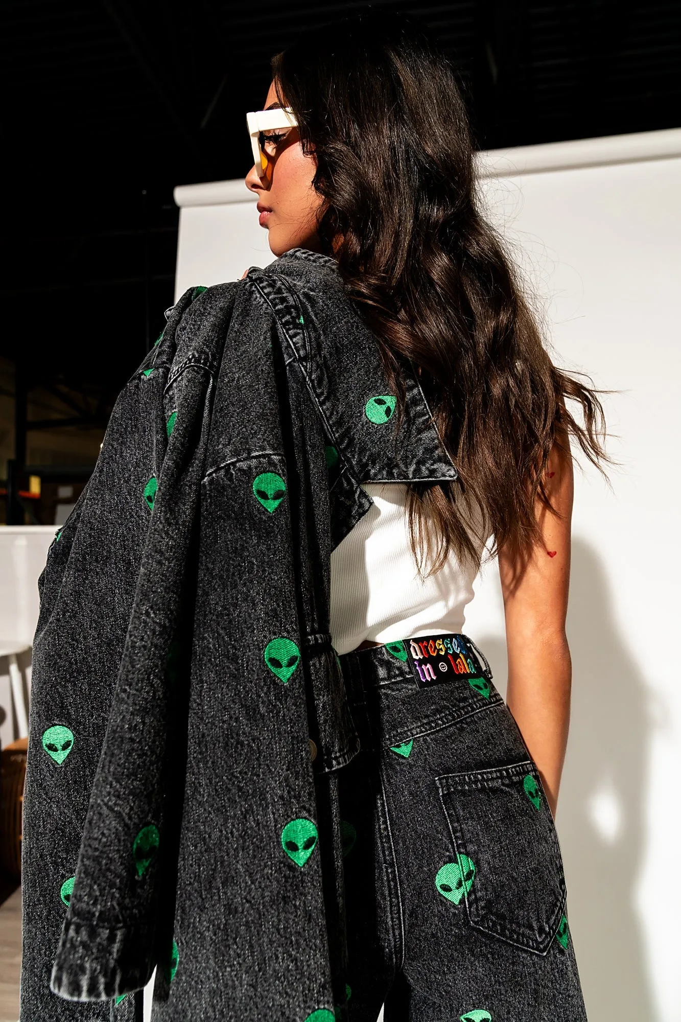 Rare Embroidered Alien Wide Leg Denim sold by Dressed In Lala product image thumbnail 5