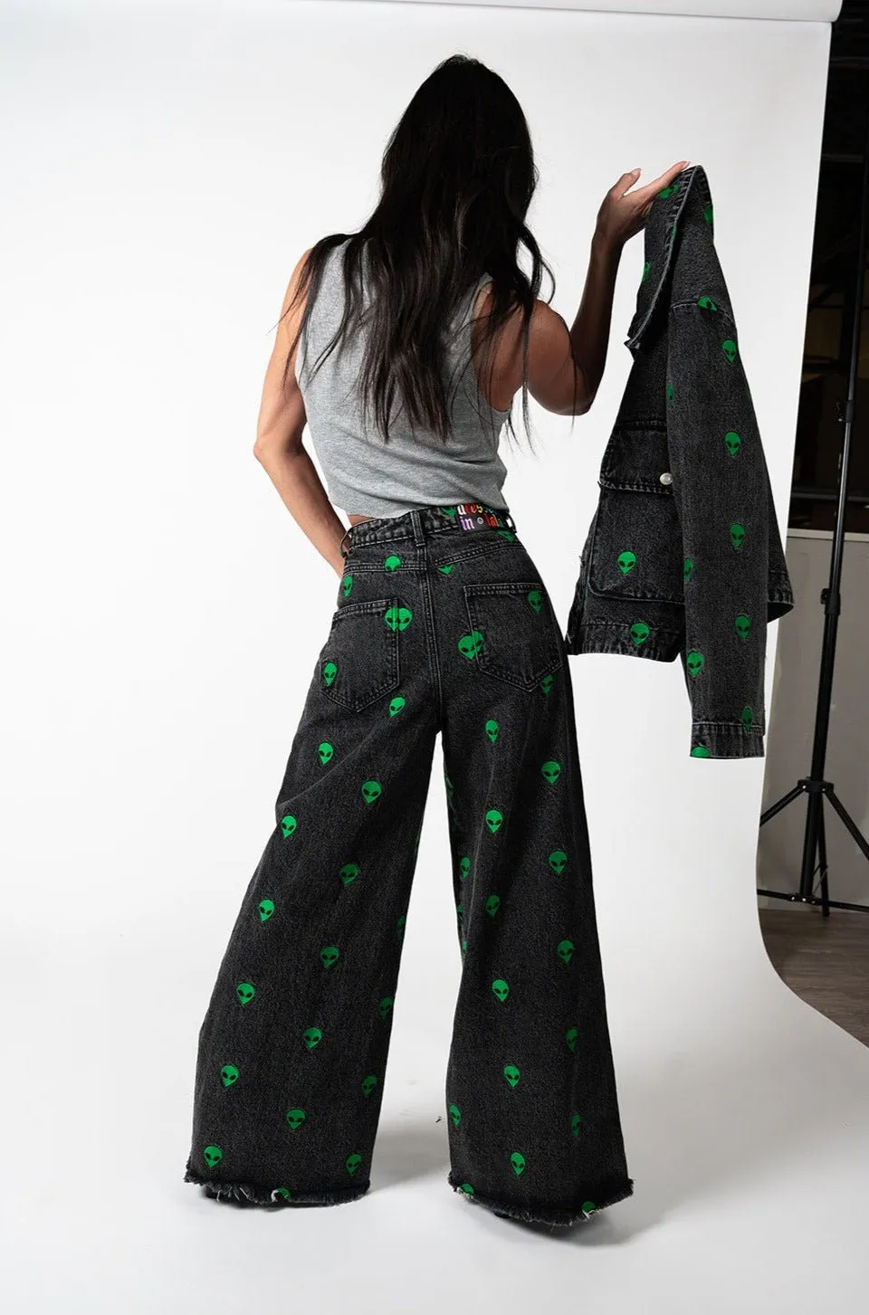 Rare Embroidered Alien Wide Leg Denim sold by Dressed In Lala product image thumbnail 3