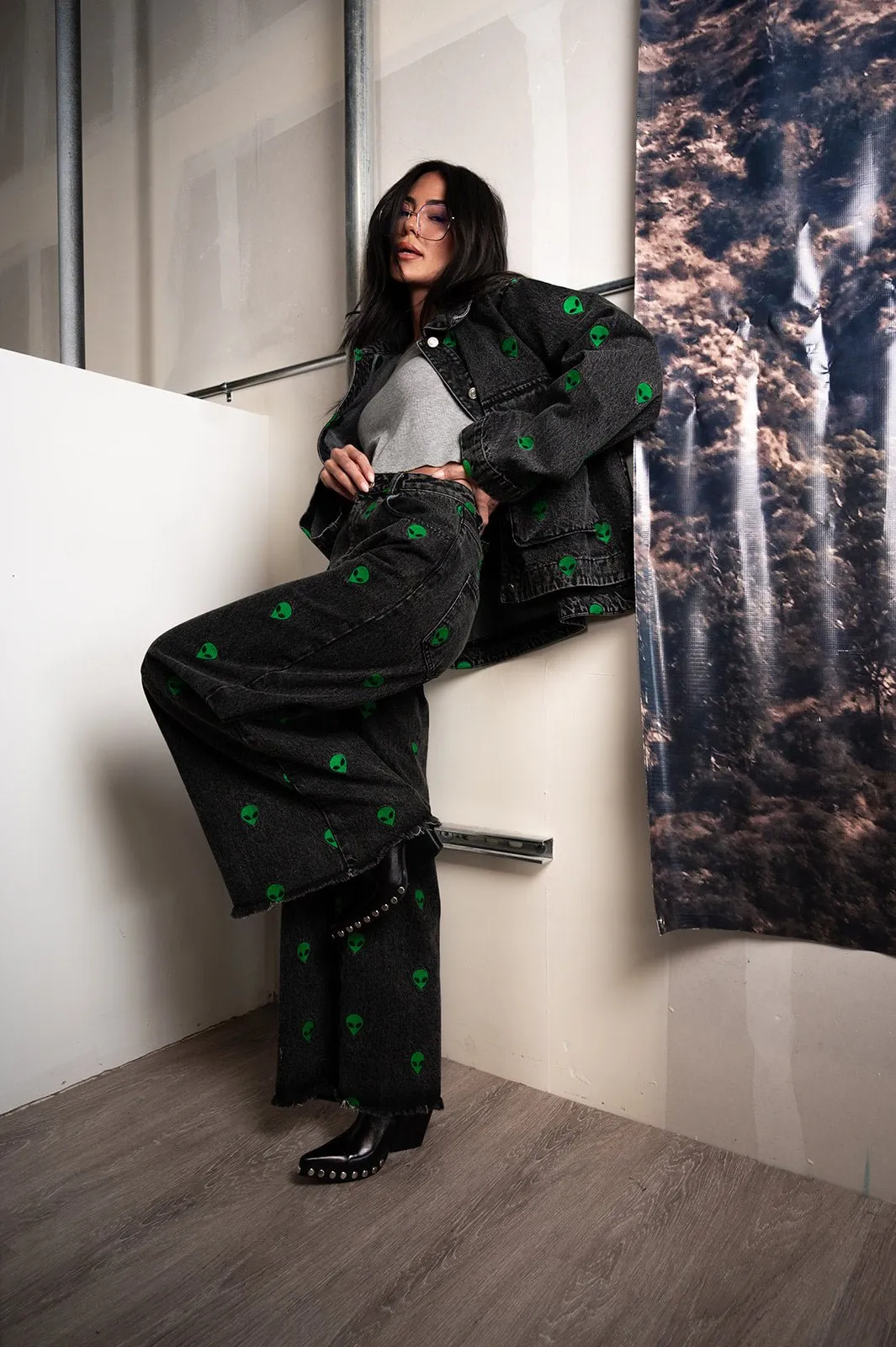 Rare Embroidered Alien Wide Leg Denim sold by Dressed In Lala