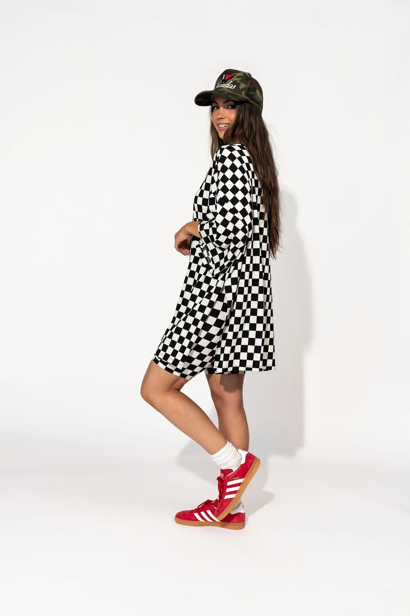 Malone Ribbed Biker Set in Black + White Checkerboard sold by Dressed In Lala product image thumbnail 3