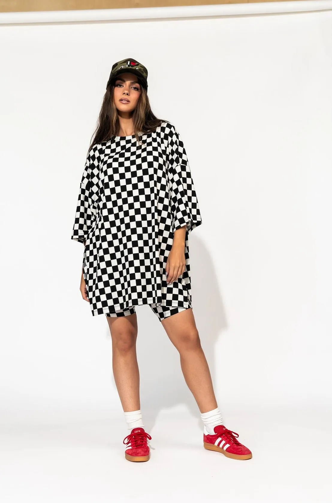 Malone Ribbed Biker Set in Black + White Checkerboard sold by Dressed In Lala product image thumbnail 5