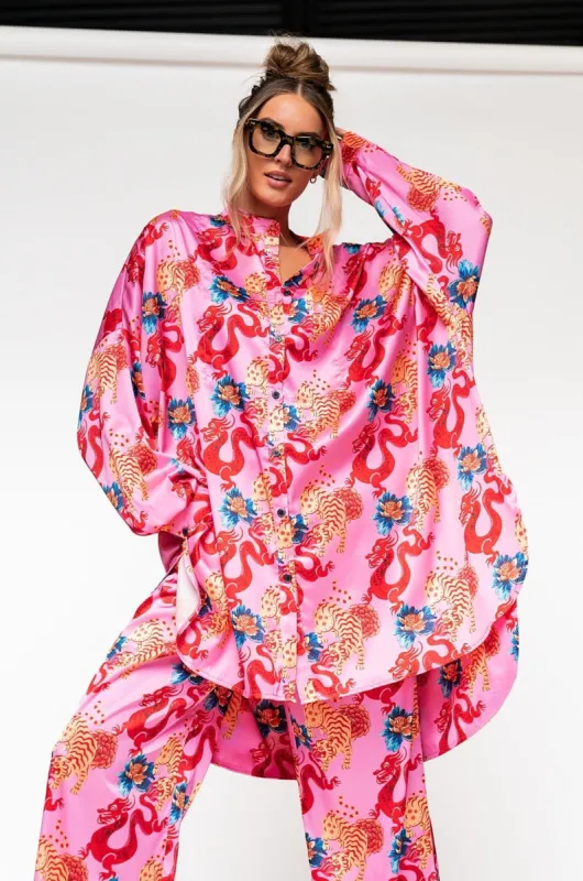 Lala Satin Playsuit in Year of the Dragon sold by Dressed In Lala