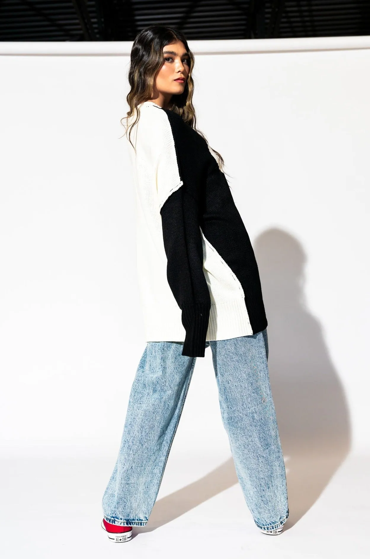 Yin Yang Gang Oversized Knit in Black + White sold by Dressed In Lala product image thumbnail 3