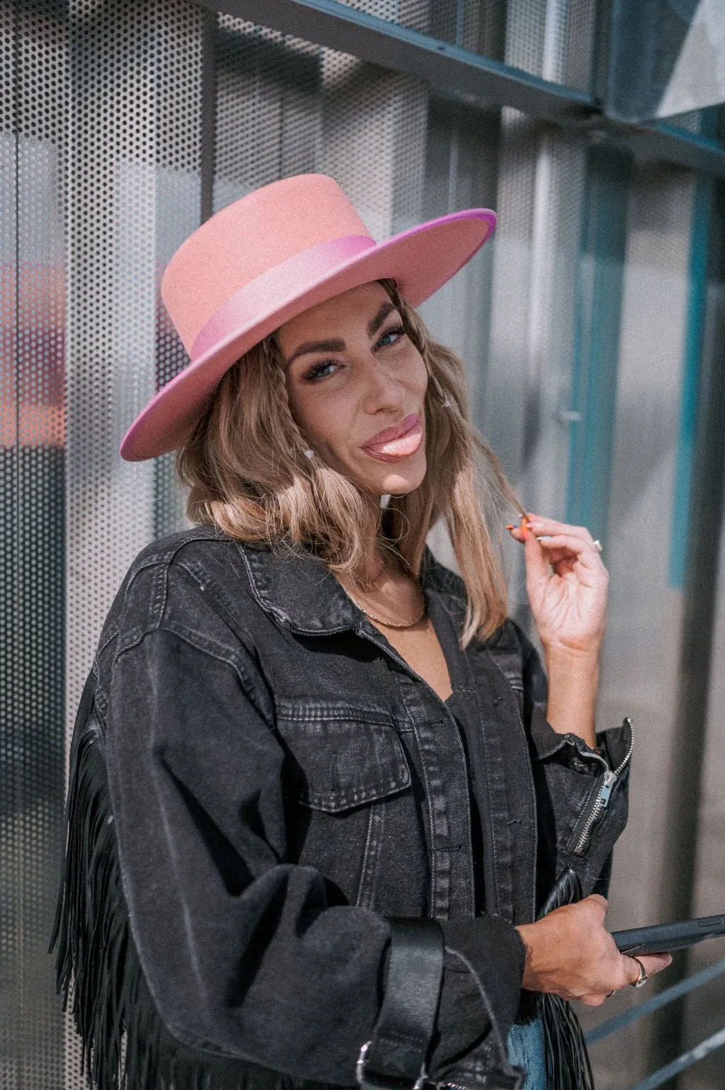 Lola Stiff Brim Hat in Bubblegum sold by Dressed In Lala product image thumbnail 2