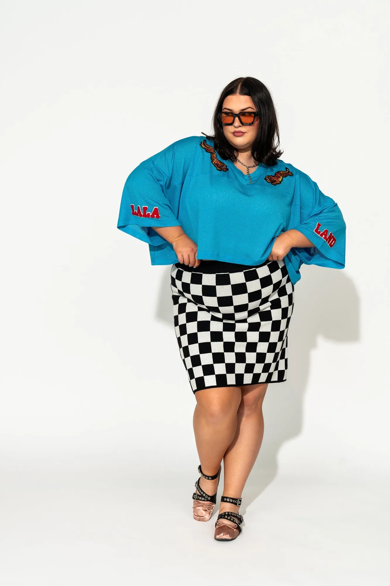 Oui Oui Knit Mini Skirt in Checkerboard sold by Dressed In Lala product image thumbnail 4