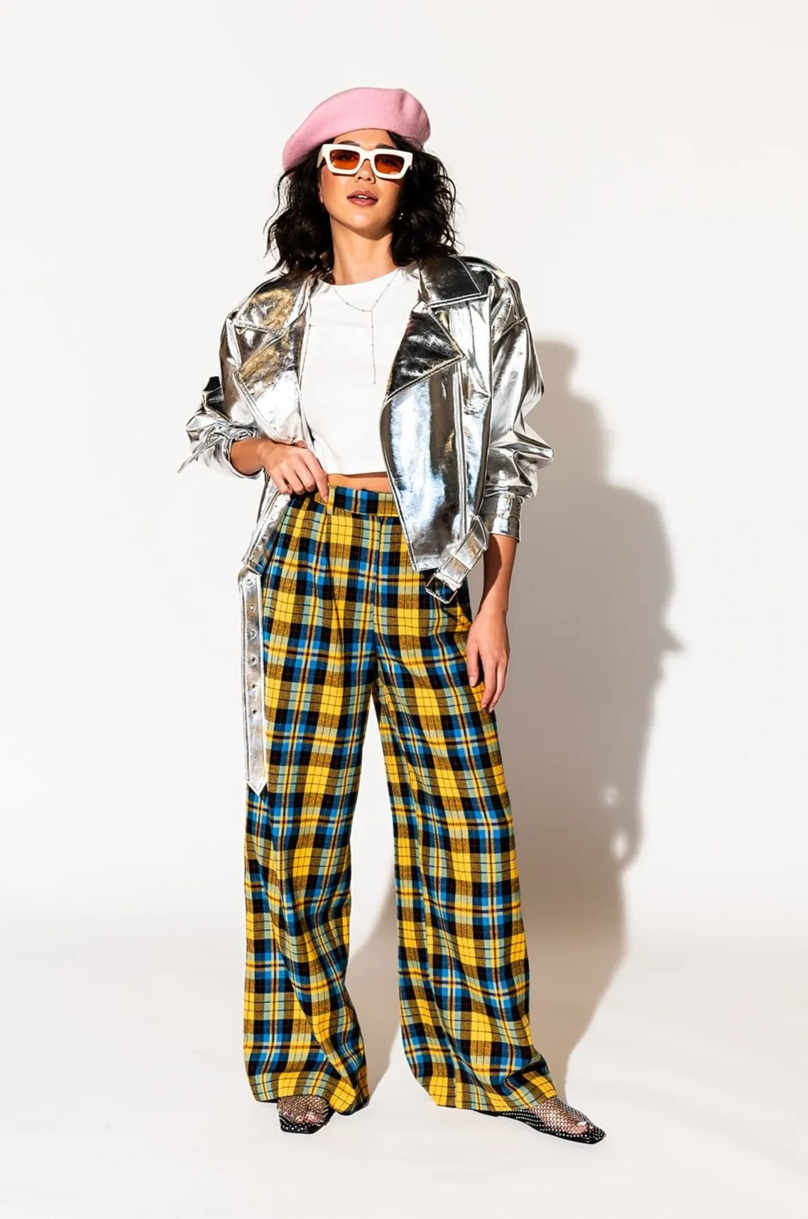 Lovers Lane Plaid Wide Leg Trousers in Yellow sold by Dressed In Lala product image thumbnail 3