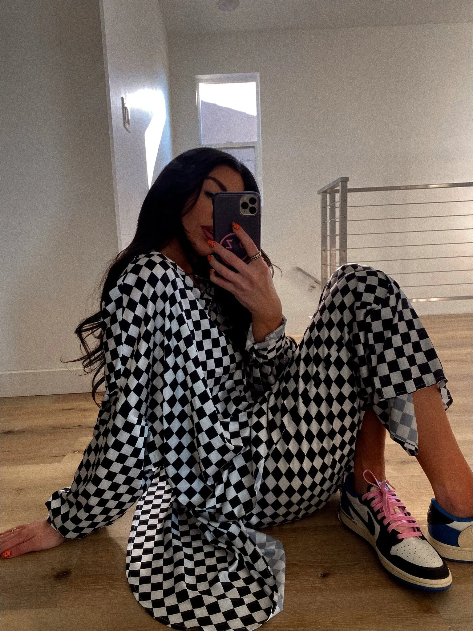 Lala Satin Playsuit in Checkerboard sold by Dressed In Lala product image thumbnail 4