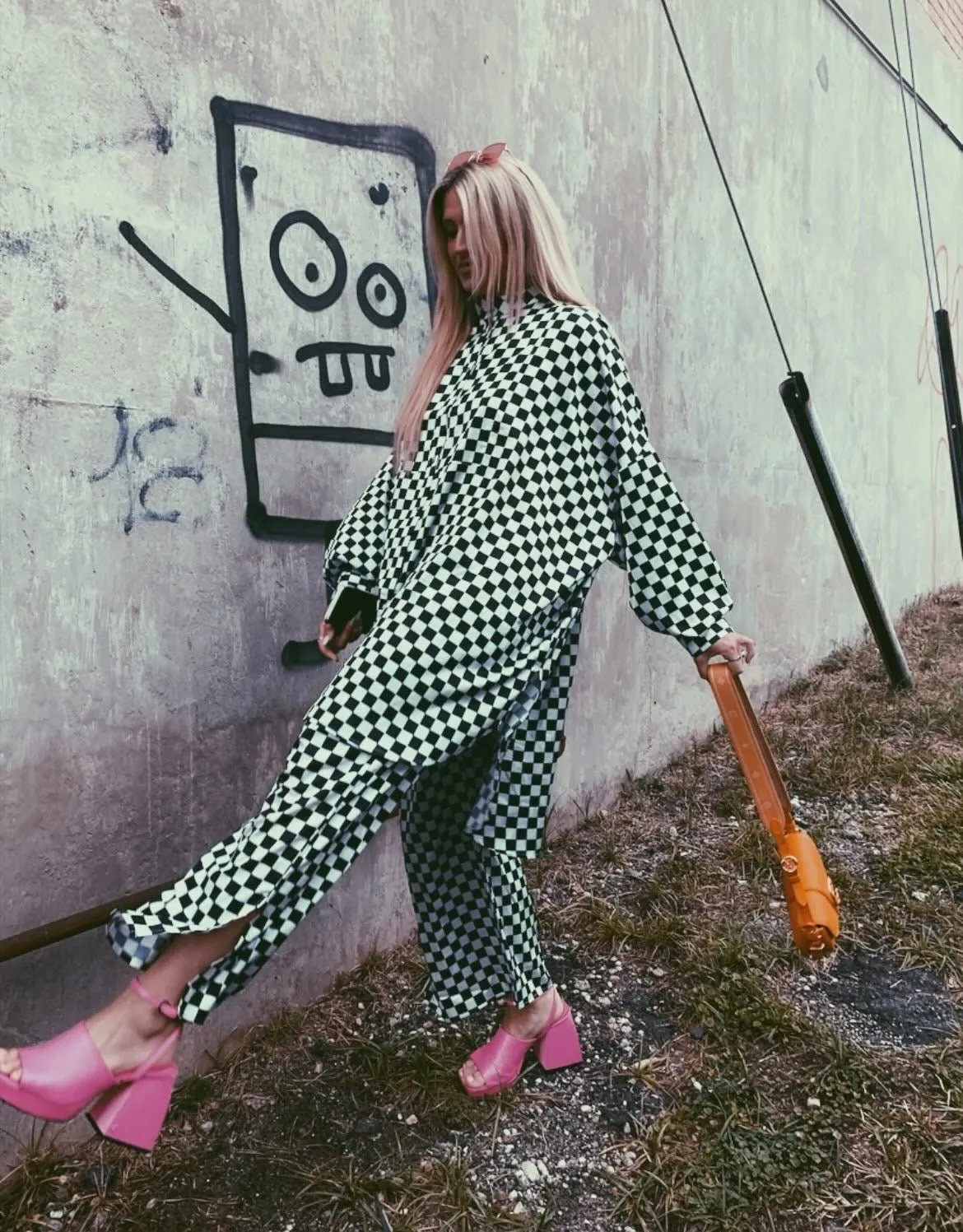 Lala Satin Playsuit in Checkerboard sold by Dressed In Lala product image thumbnail 3