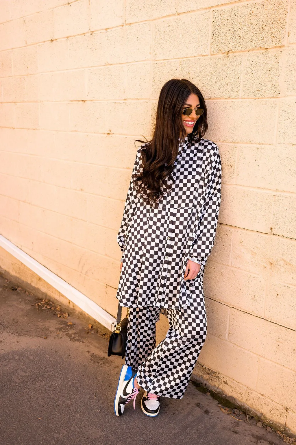 Lala Satin Playsuit in Checkerboard sold by Dressed In Lala product image thumbnail 5