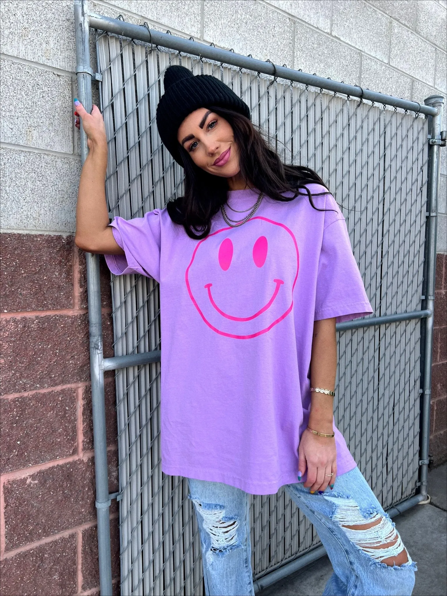 The World Needs Your Magic Oversized Tee in Lavender + Pink sold by Dressed In Lala