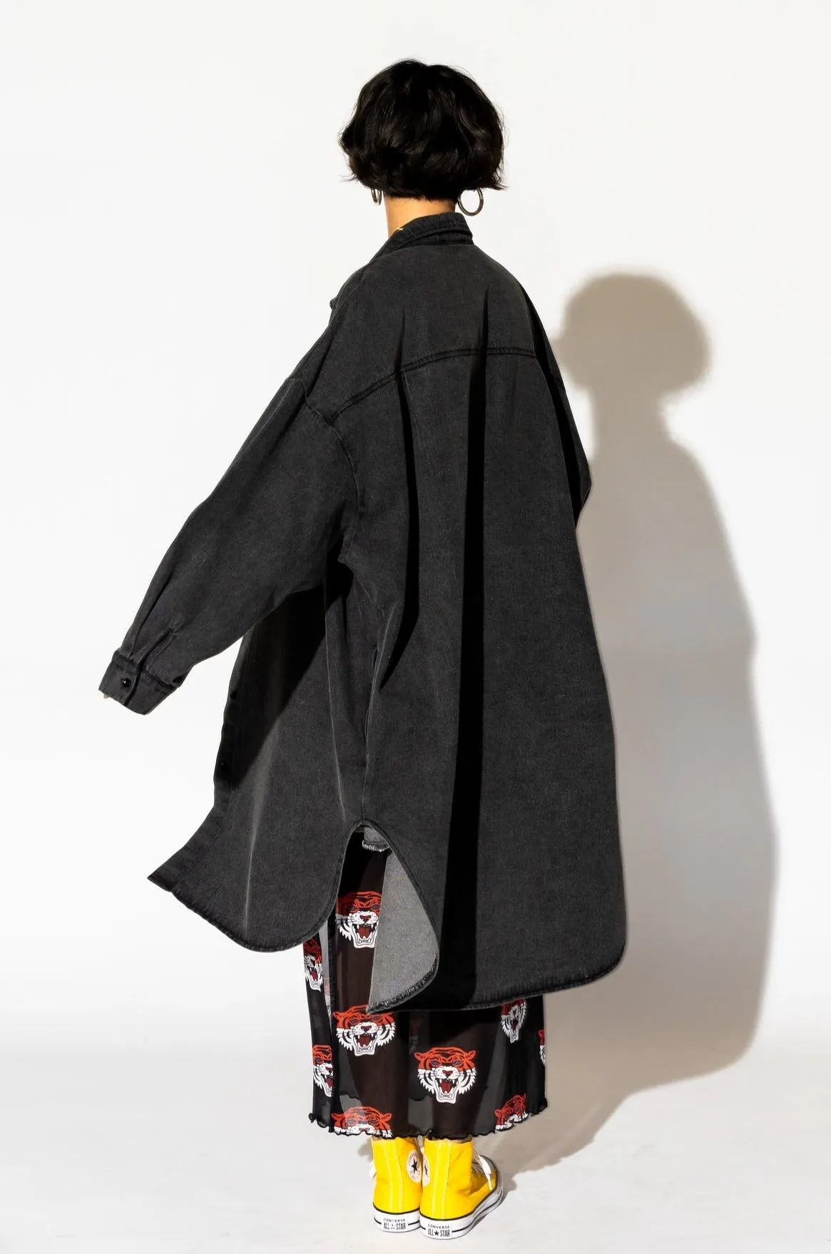 Betty Denim Grunge Shirt Jacket in Black sold by Dressed In Lala product image thumbnail 5