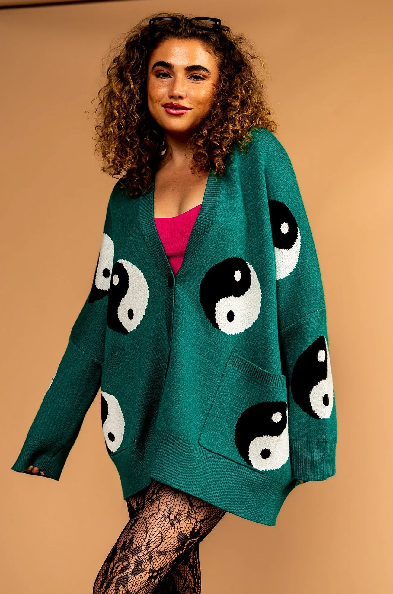 Main Character Energy Oversized Yin Yang Cardigan sold by Dressed In Lala product image thumbnail 2