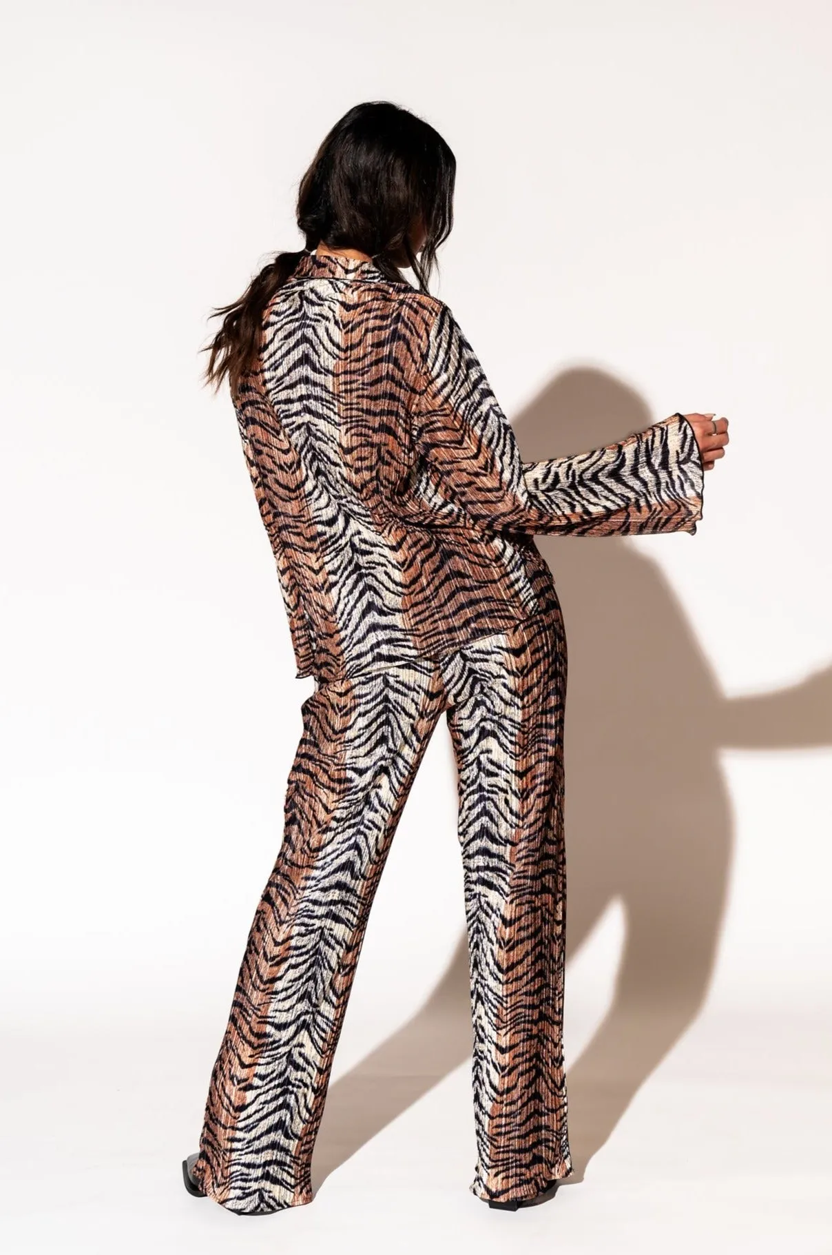 Long Sleeve Plissé Set in Go Get 'Em Tiger sold by Dressed In Lala product image thumbnail 3