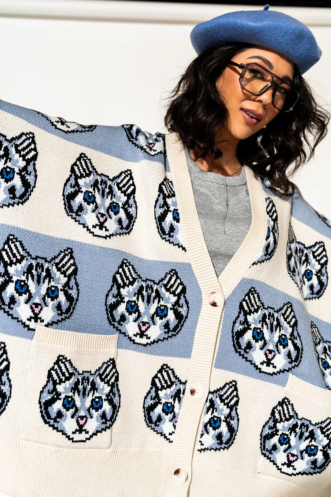 Pretty Kitty Oversized Cardigan sold by Dressed In Lala product image thumbnail 2