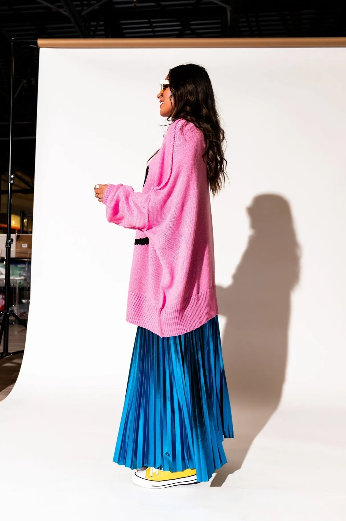 Serotonin Smile Oversized Knit in Bubblegum Pink sold by Dressed In Lala product image thumbnail 4