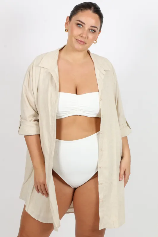 PALOMA LINEN BUTTON DRESS NEUTRAL sold by FAYT The Label