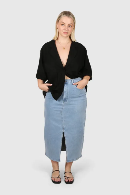 HUDSON MIDI SKIRT BLUE WASH sold by FAYT The Label